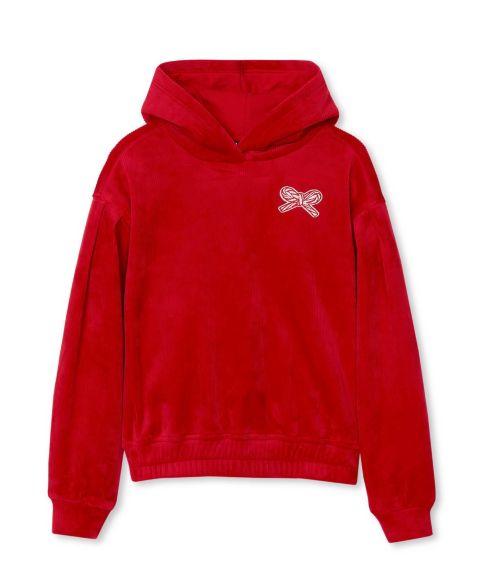 Худи Lands' End Plush Long-Sleeve Drop-Shoulder для девочек, цвет: Яркий красный