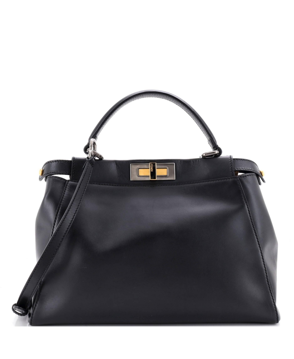 Pre-Owned Fendi Regular Peekaboo Leather Shoulder Bag