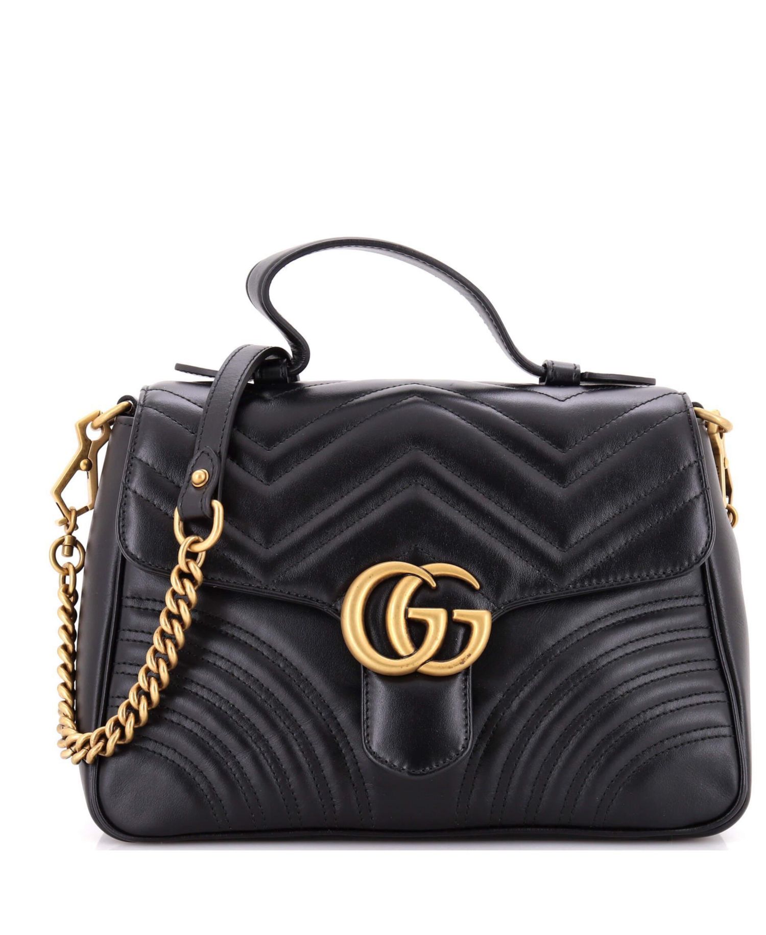 Small GG Marmont Top Handle Flap Bag Matelasse Leather