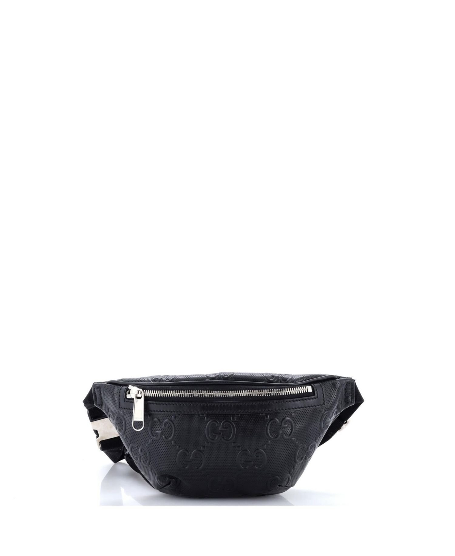 GG Embossed Perforated Leather Adjustable Belt Bag
