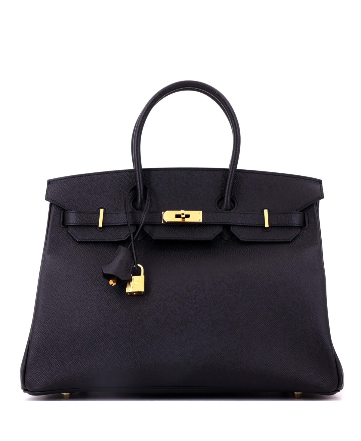 Pre-Owned Hermes Birkin 35 Handbag Black Epsom with Gold Hardware - Black