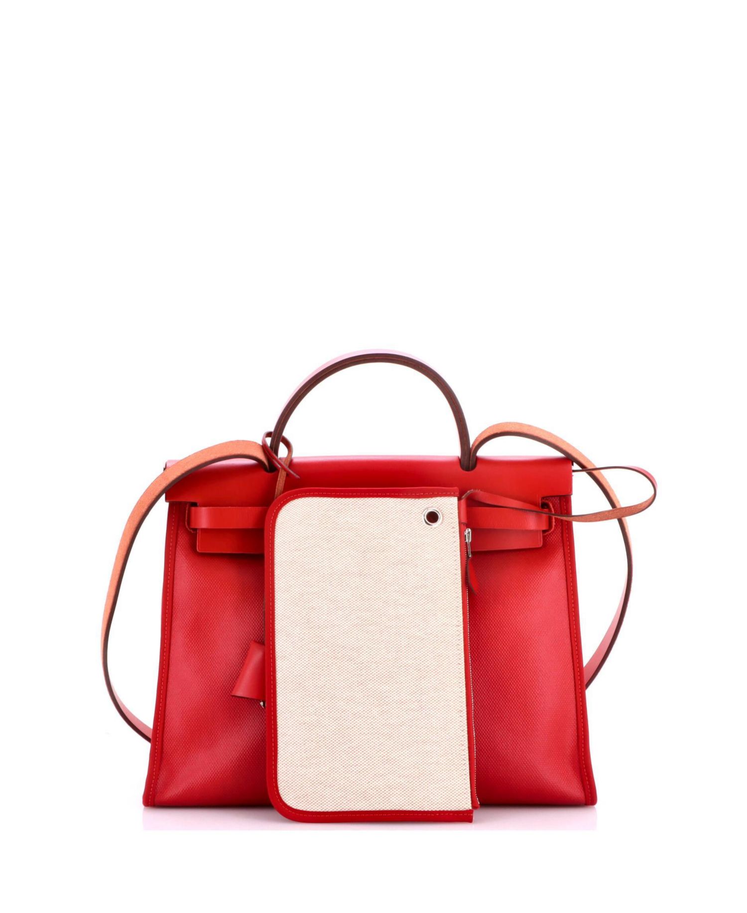 Pre-Owned Hermes 31 Herbag Zip Berline Vache Canvas and Leather