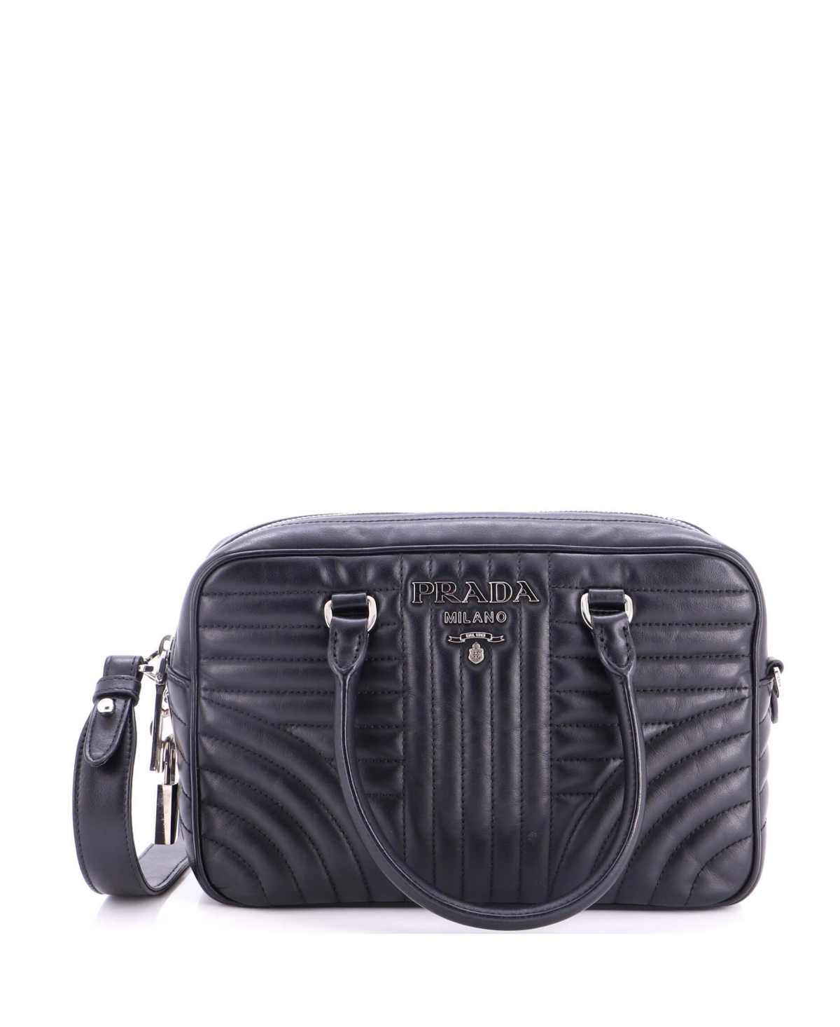Pre-Owned Prada Medium Bowling Bag Diagramme Quilted Leather