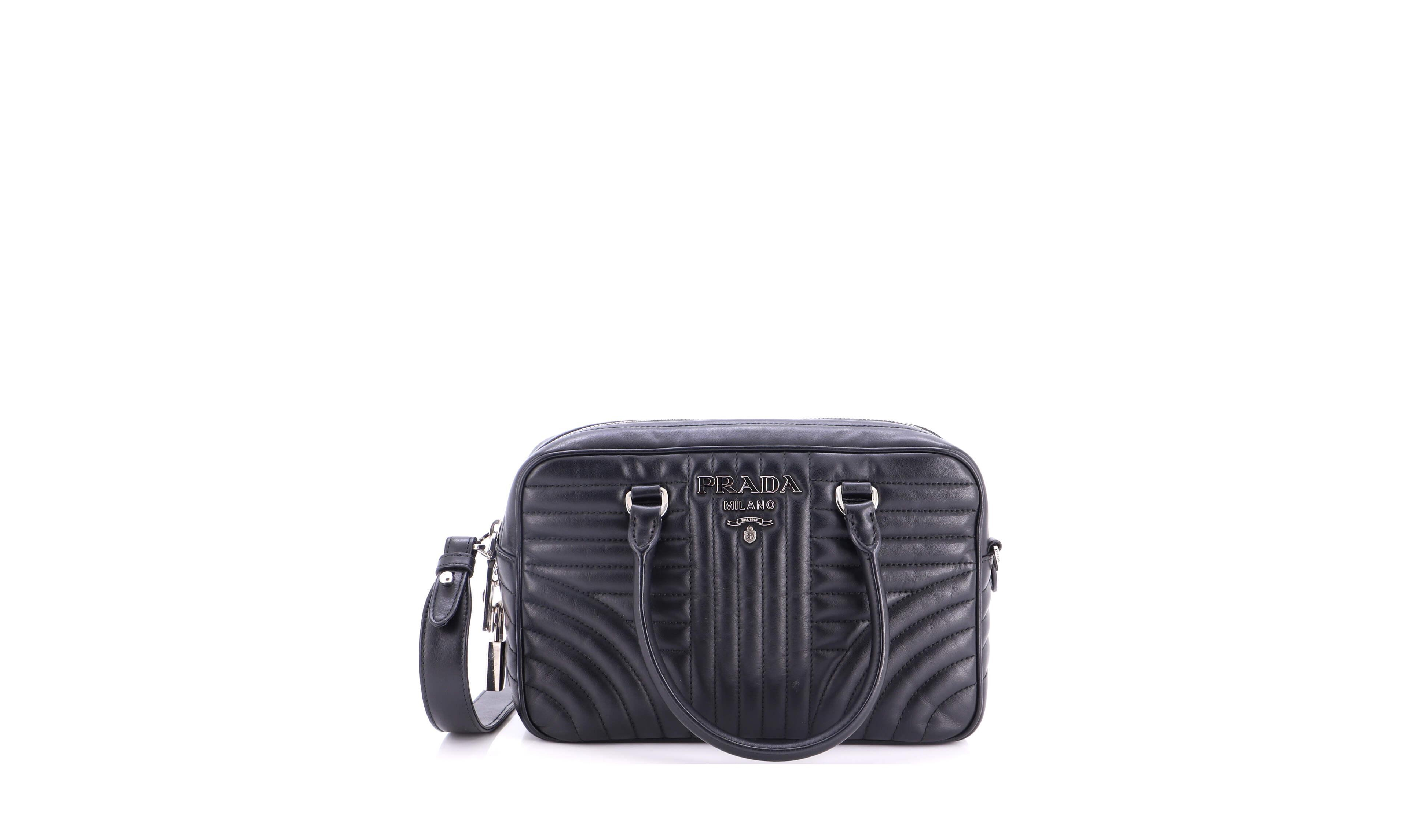 Pre-Owned Prada Medium Bowling Bag Diagramme Quilted Leather