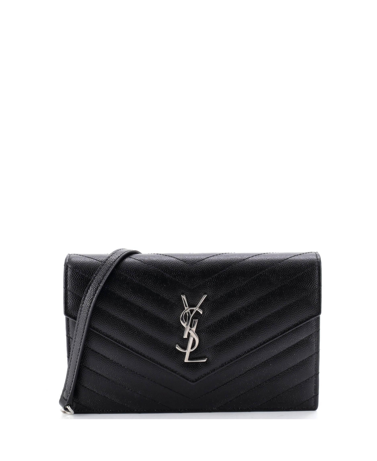Pre-Owned Saint Laurent Women's Small Classic Monogram Chevron Matelasse Wallet on Chain