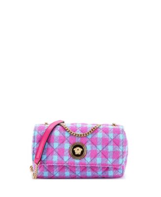 East West Medusa Icon Chain Flap Bag Quilted Tweed