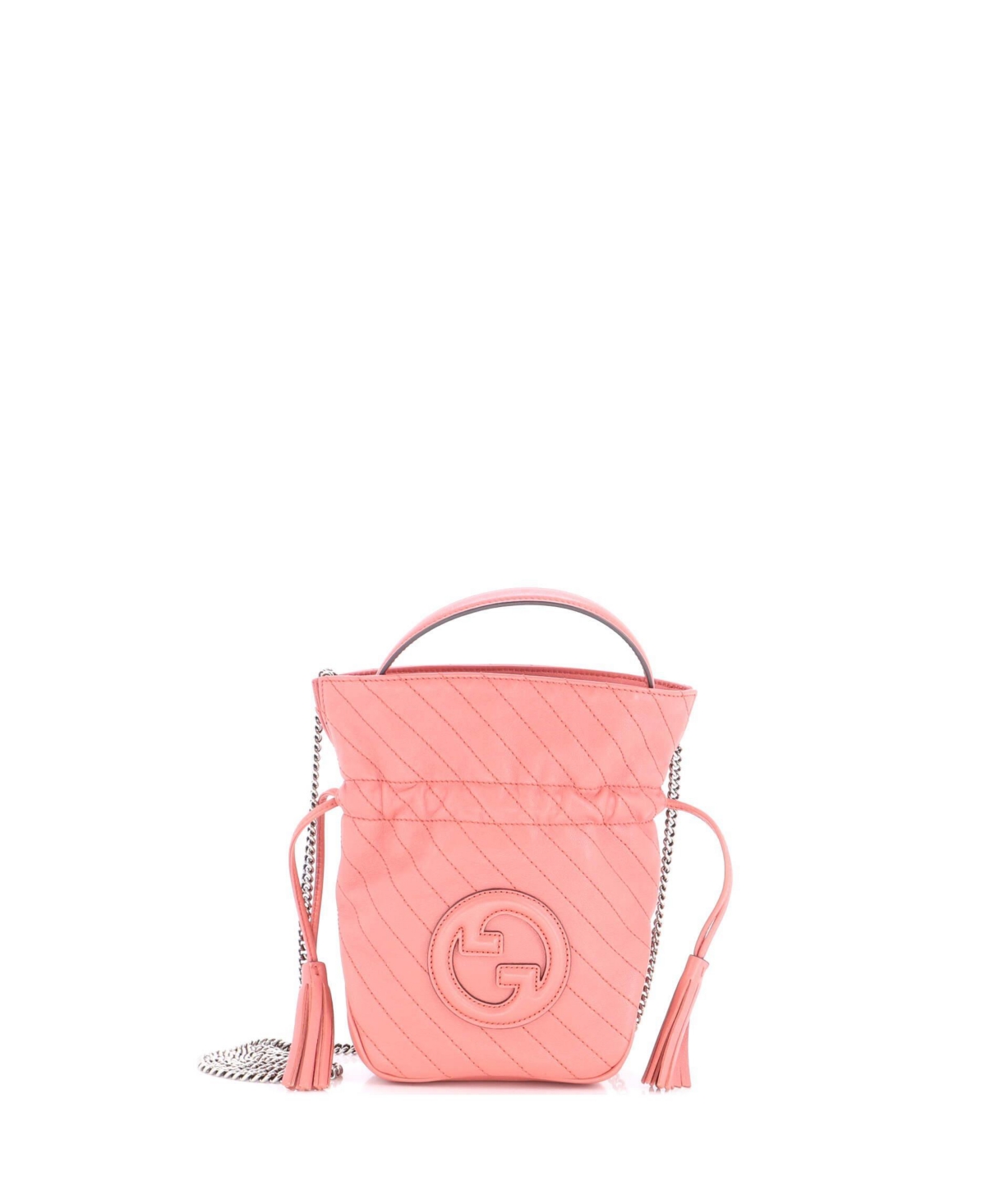 Pre-Owned Gucci Mini Blondie Nm Bucket Bag Diagonal Quilted Leather - Pink
