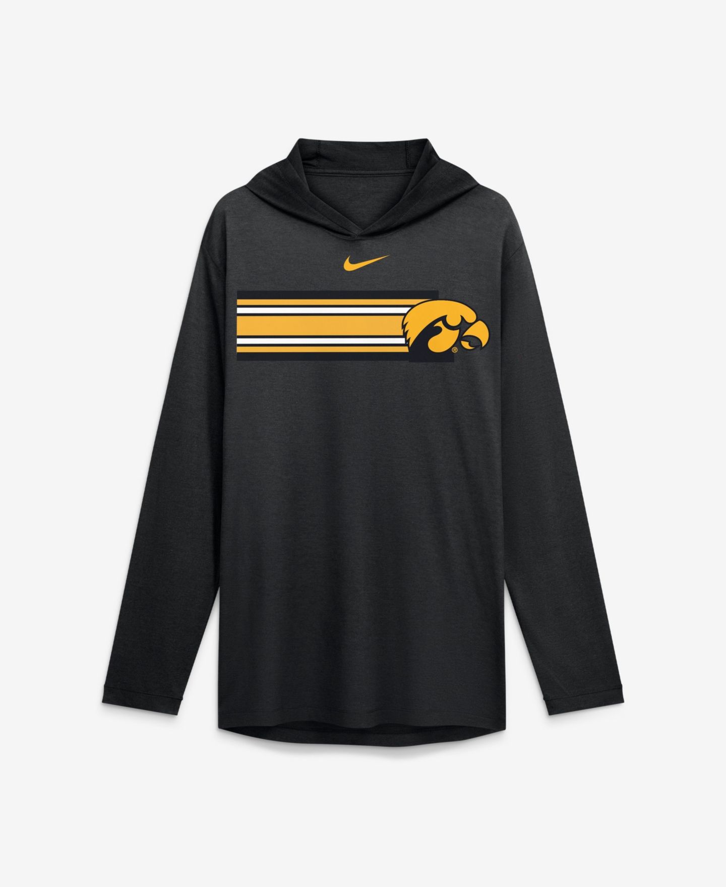 Мужская футболка Nike Black Iowa Hawkeyes Primetime Pattern Tri-Blend Dri-FIT Long Sleeve Hooded — фото 1