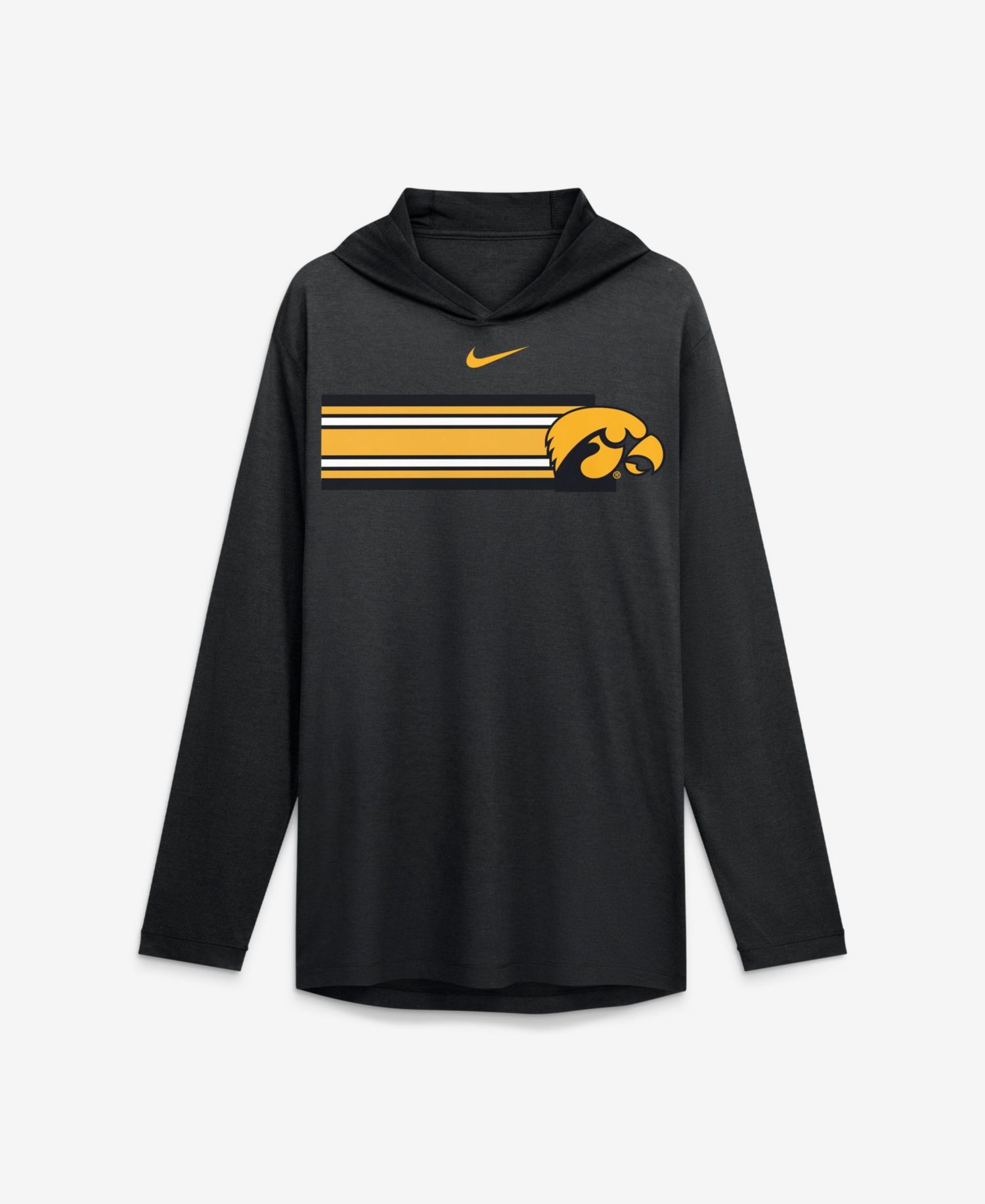 Men's Black Iowa Hawkeyes Primetime Pattern Tri-Blend Dri-FIT Long Sleeve Hooded T-Shirt