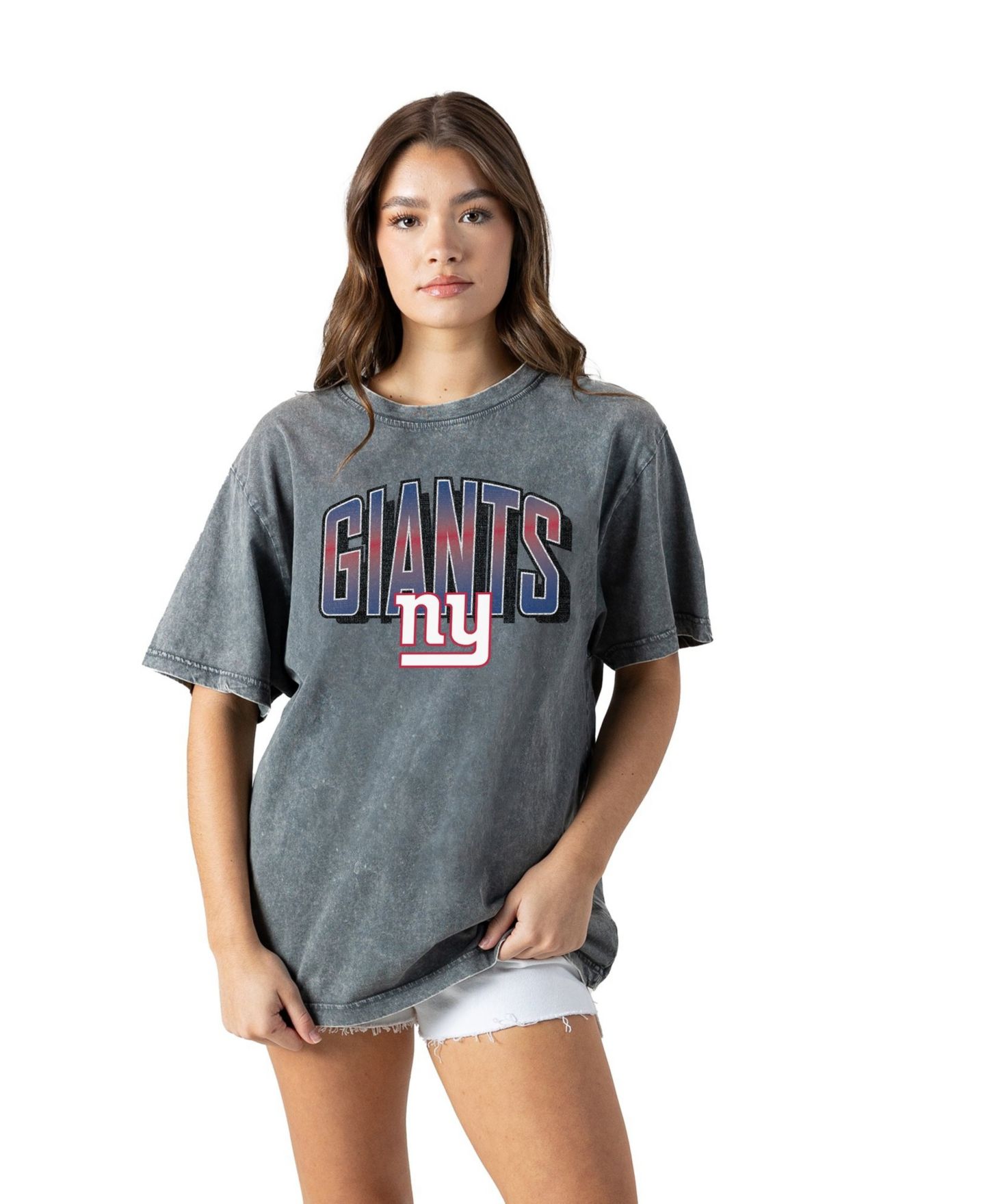 Женская футболка Gameday Couture Gray New York Giants Peak Performance Oversized Snow Wash — фото 2
