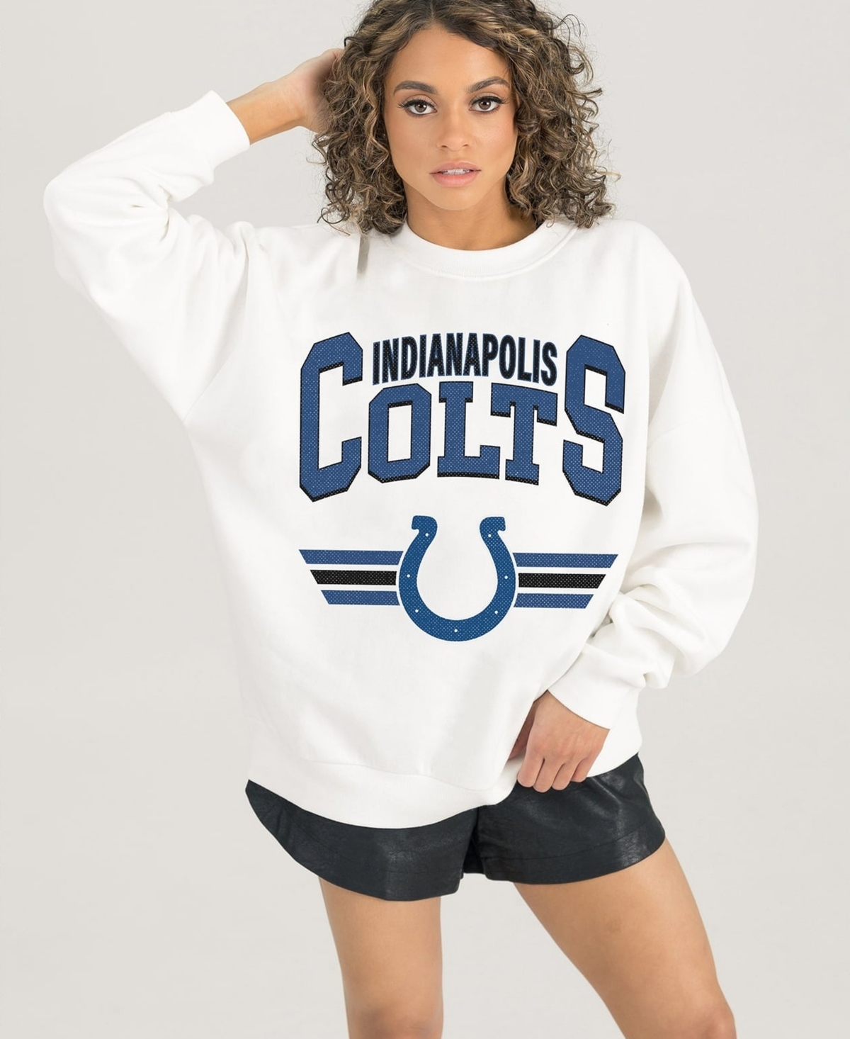 Gameday Couture Women's Indianapolis Colts Swift Strike Oversized Dropped-Shoulder Pullover Sweatshirt - White
