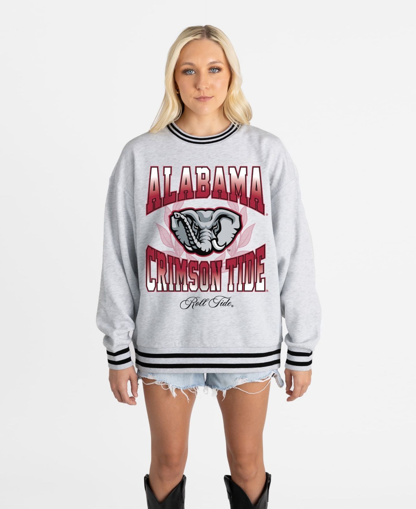 Женская толстовка Gameday Couture Ash Alabama Crimson Tide Oversized Fade Route Ringer Stripe — фото 4