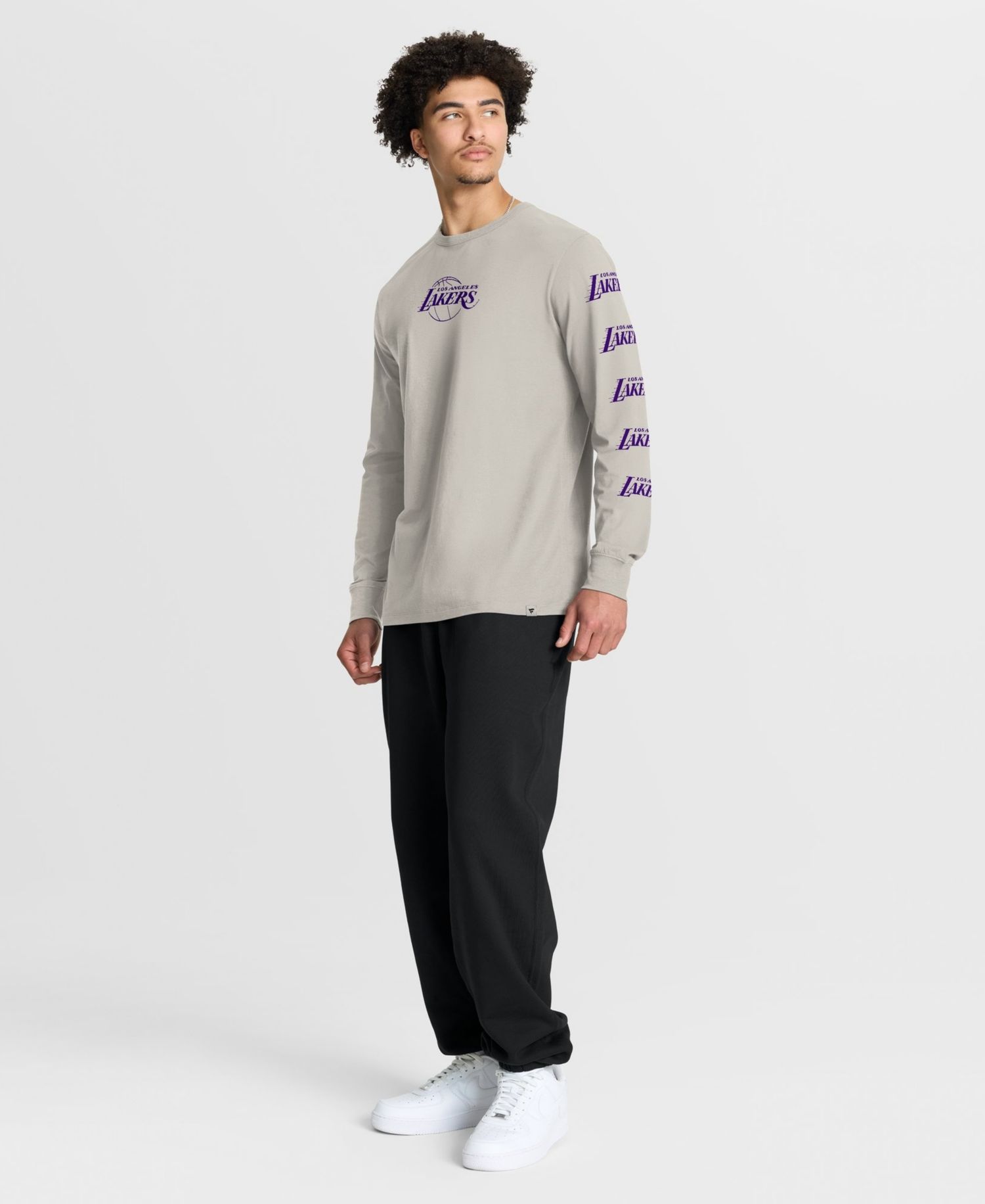 Men's Cream Los Angeles Lakers Crossover Collection Ball Screen Action Premium Long Sleeve T-Shirt