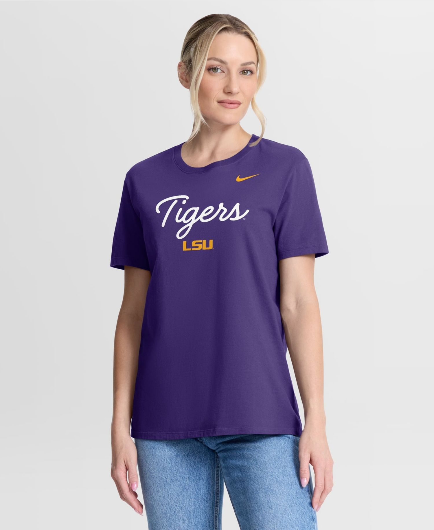 Women's Purple LSU Tigers Script Mantra Logo T-Shirt