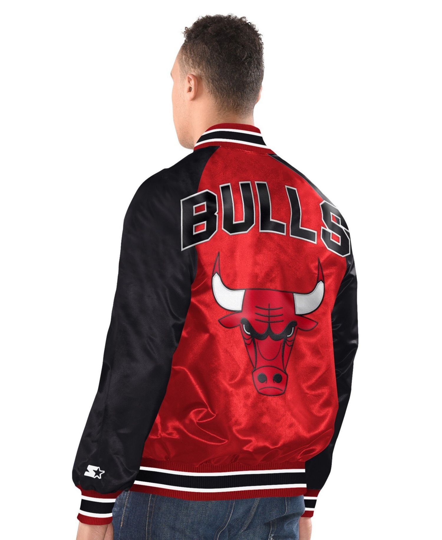 Men's Red/Black Chicago Bulls Inductee Raglan Full-Snap Varsity Jacket