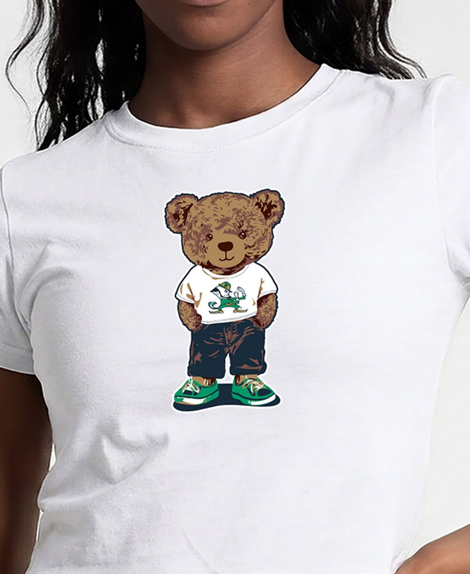 Women's White Notre Dame Fighting Irish Teddy Bear Baby T-Shirt