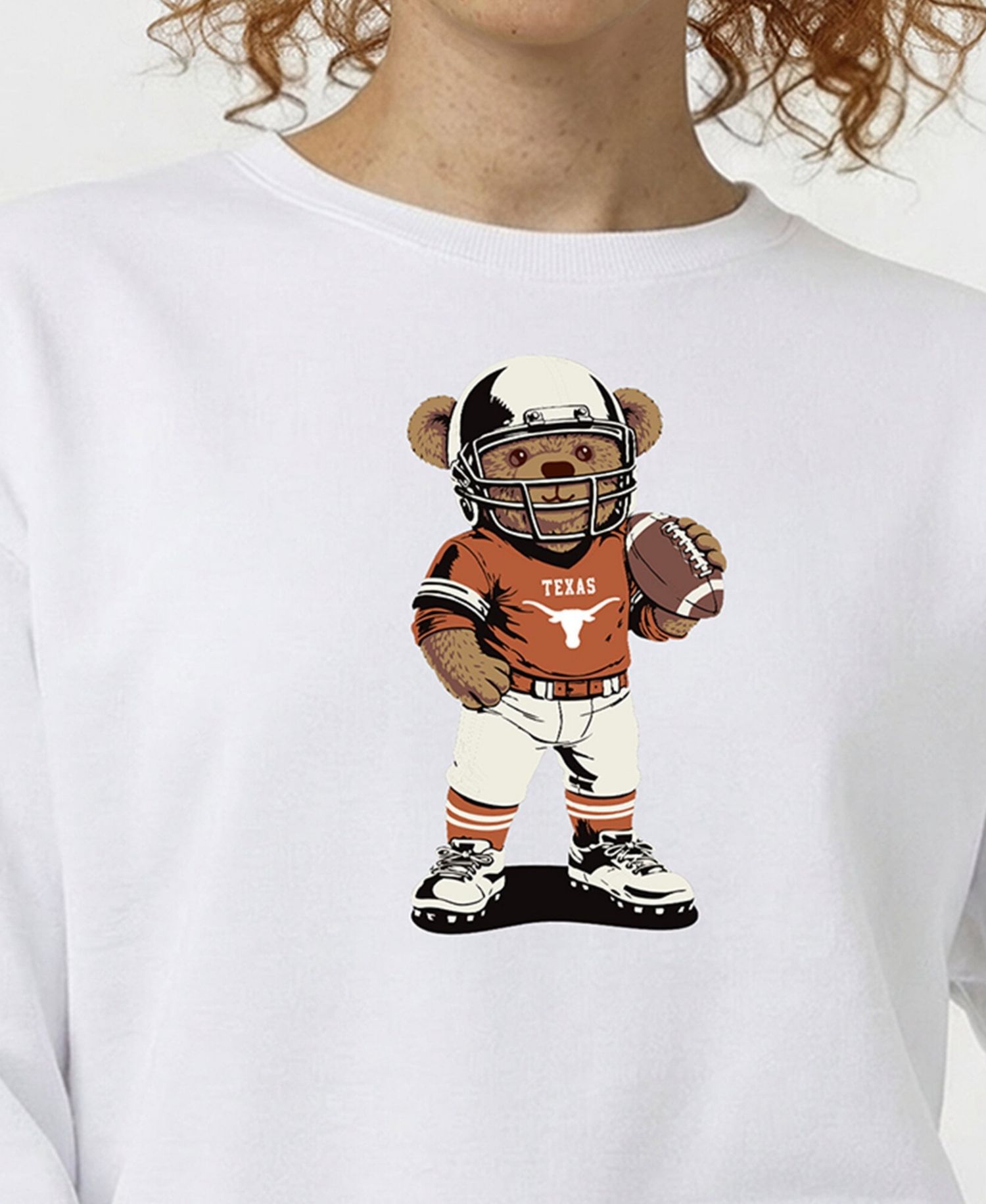 Women's White Texas Longhorns Teddy Bear Sweatshirt
