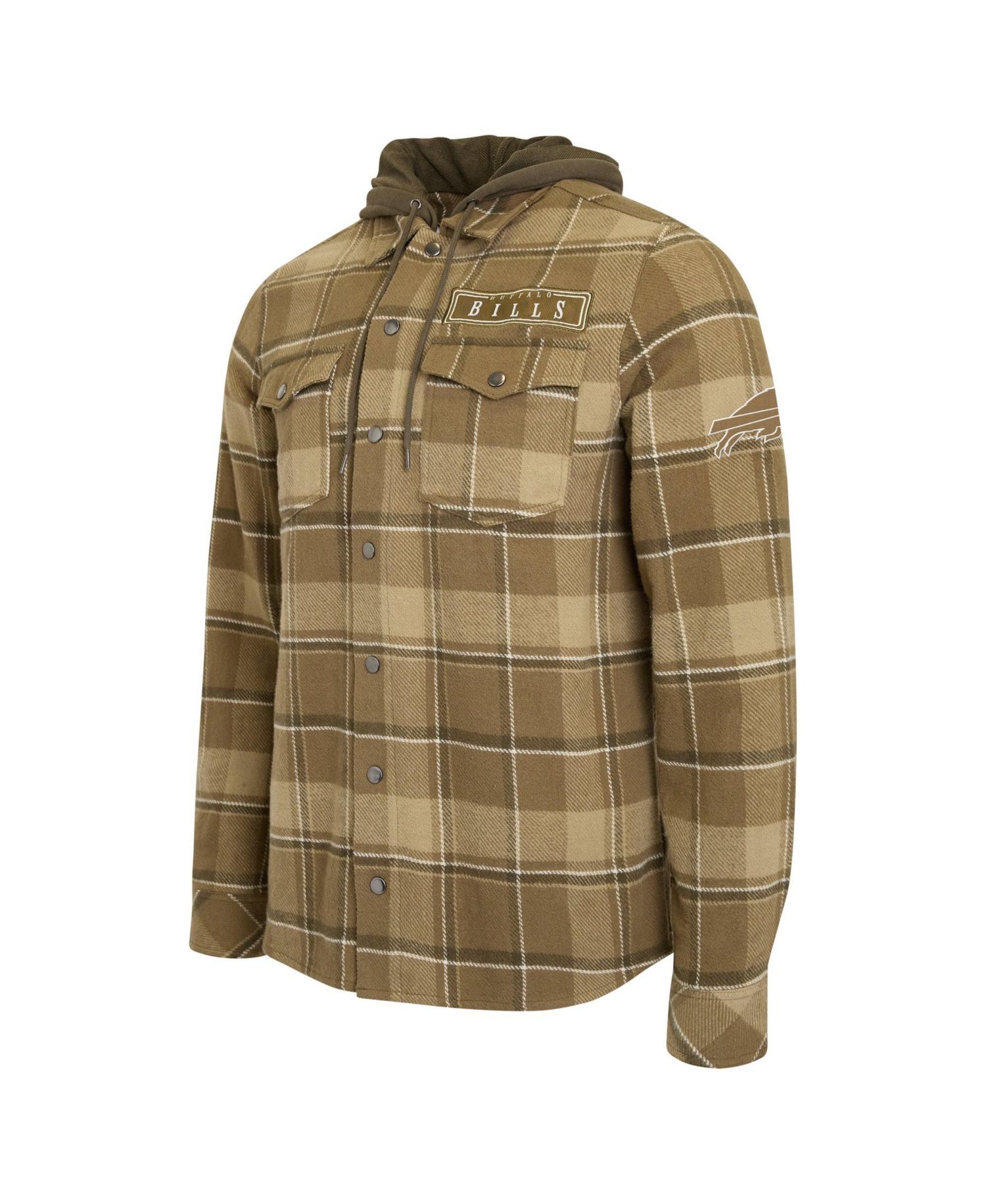 Men's Brown/Olive Buffalo Bills Woven Hooded Full-Snap Shacket