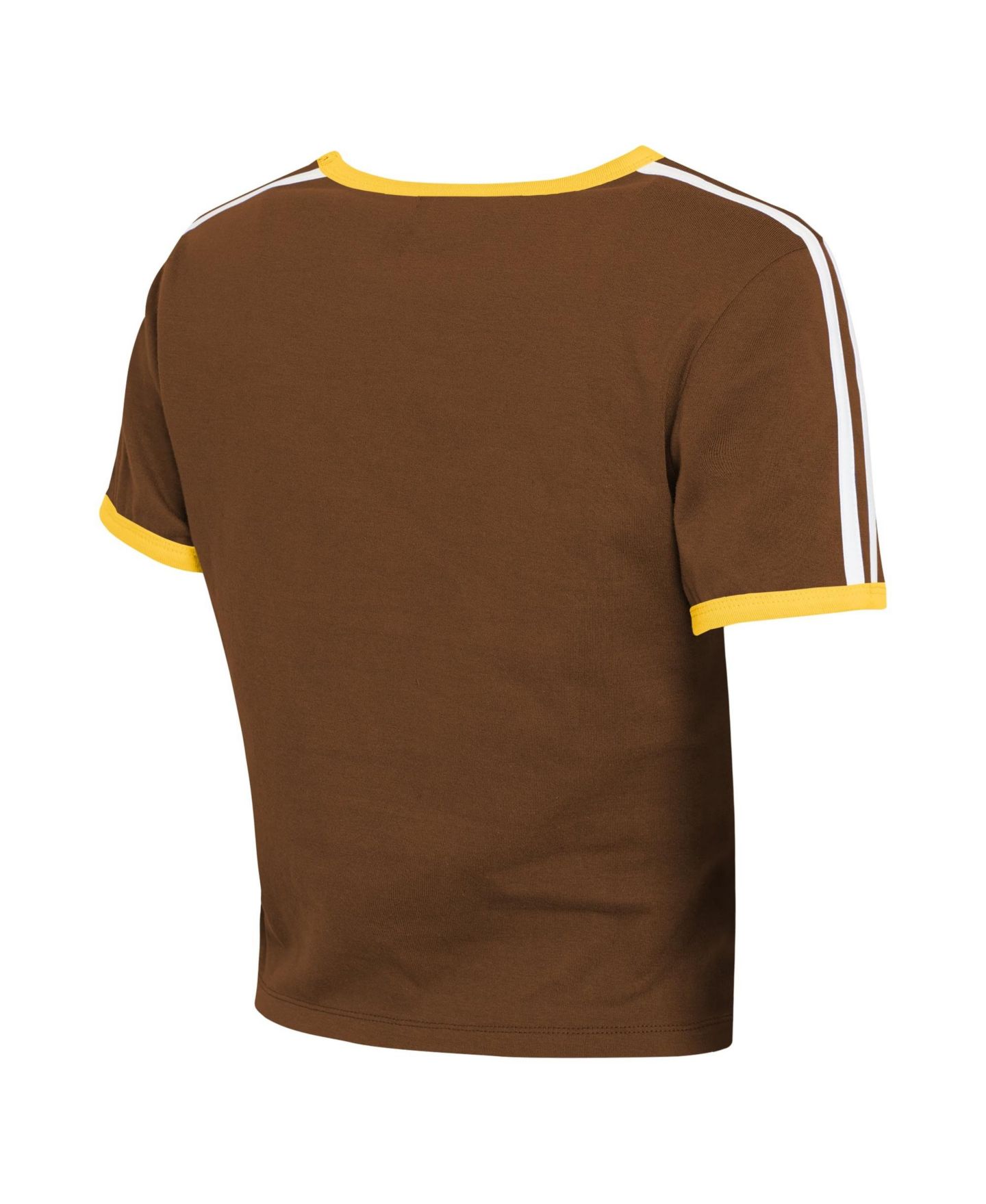 Женская футболка WEAR by Erin Andrews Brown San Diego Padres Cropped Throwback Ringer Baby T-Shirt — фото 3