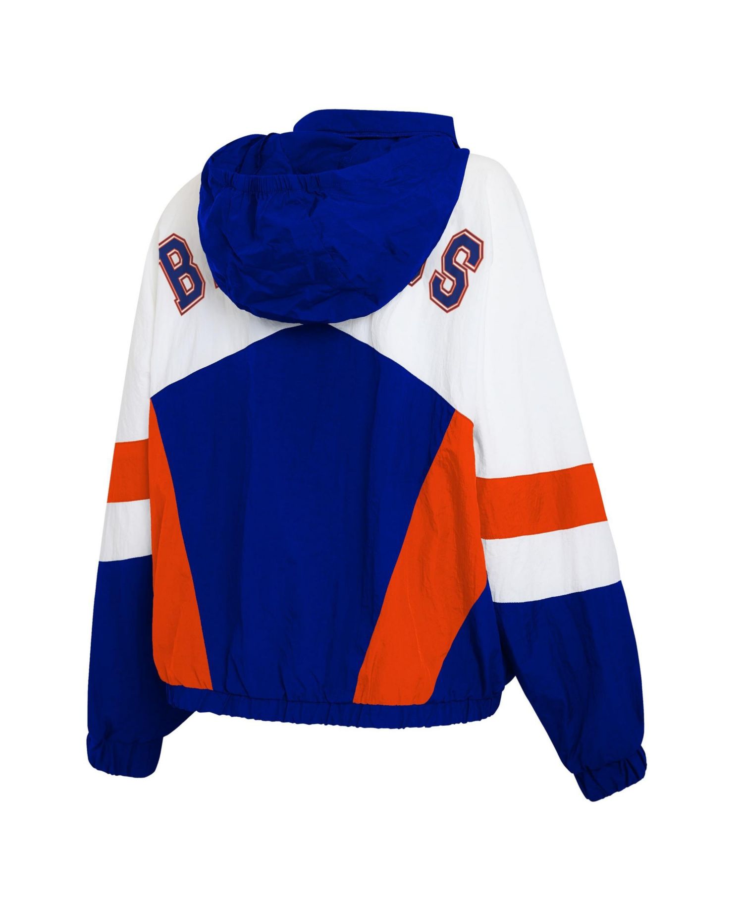 Women's White/Royal Denver Broncos Throwback Crinkle Full-Snap Hooded Windbreaker Jacket