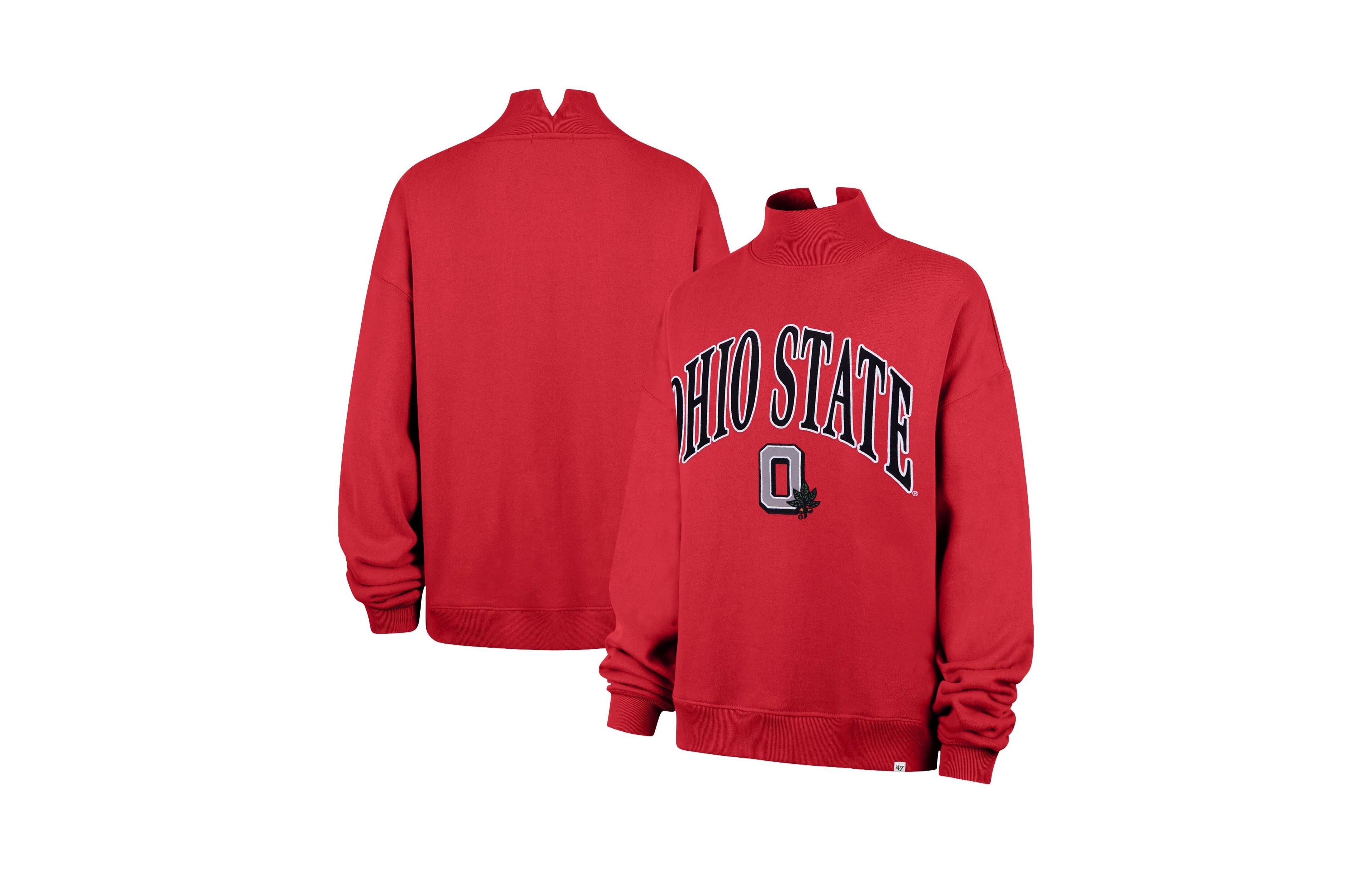 '47 Brand Women's Ohio State Buckeyes Mock-Neck Dropped-Shoulder Sweatshirt