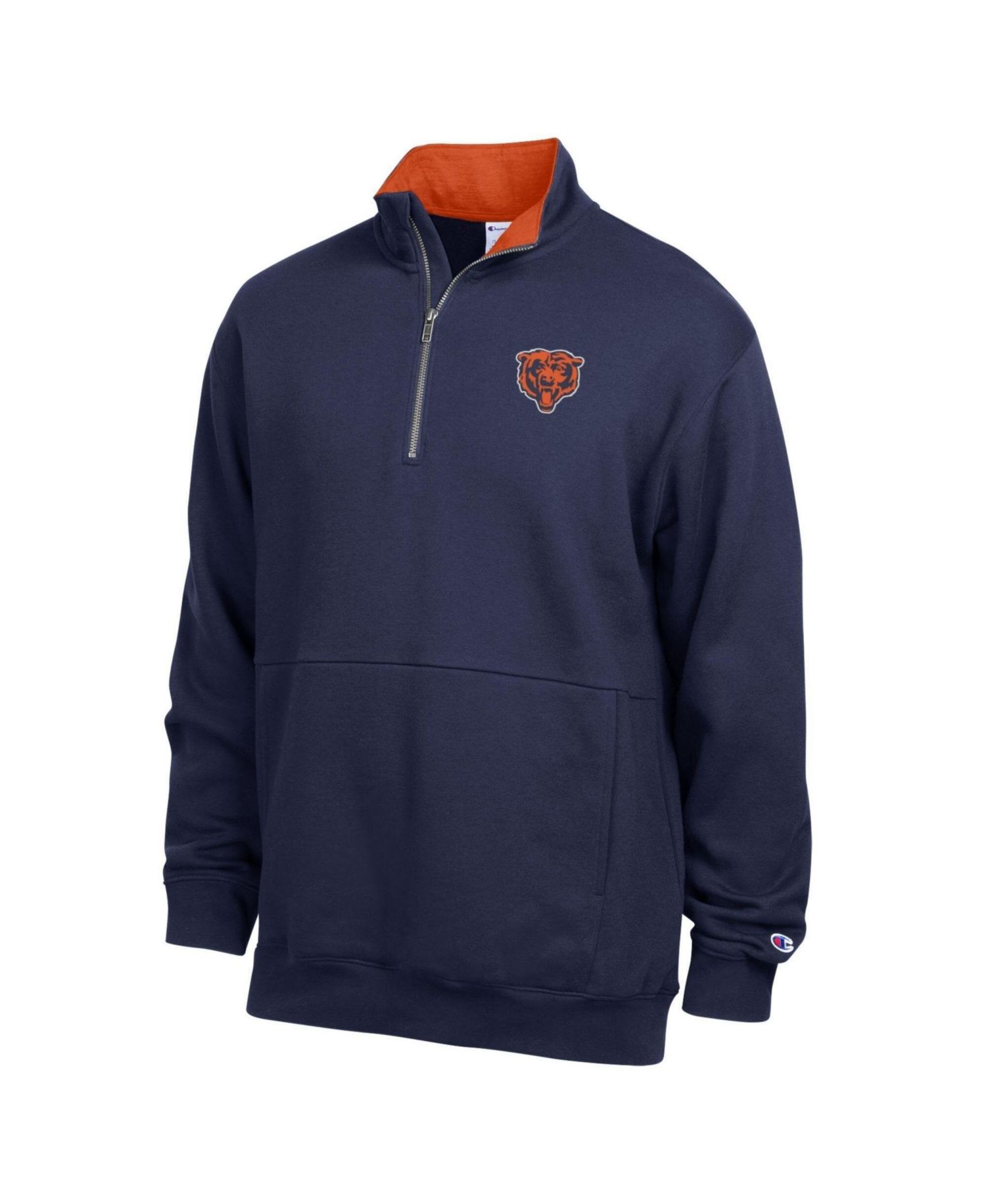 Men's Navy/Orange Chicago Bears Fleece Quarter-Zip Pullover