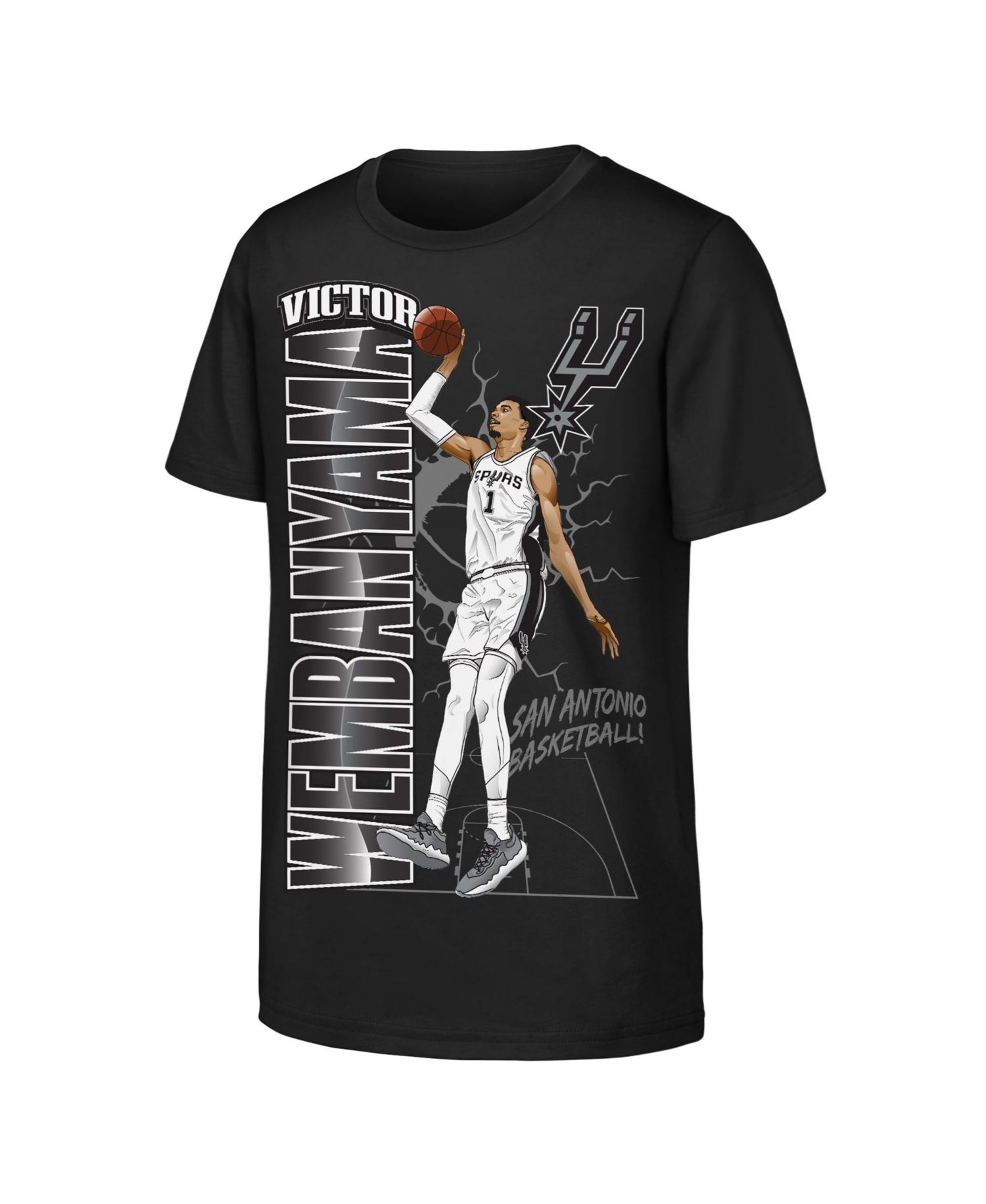 Big Boys and Girls Victor Wembanyama Black San Antonio Spurs Height T-Shirt
