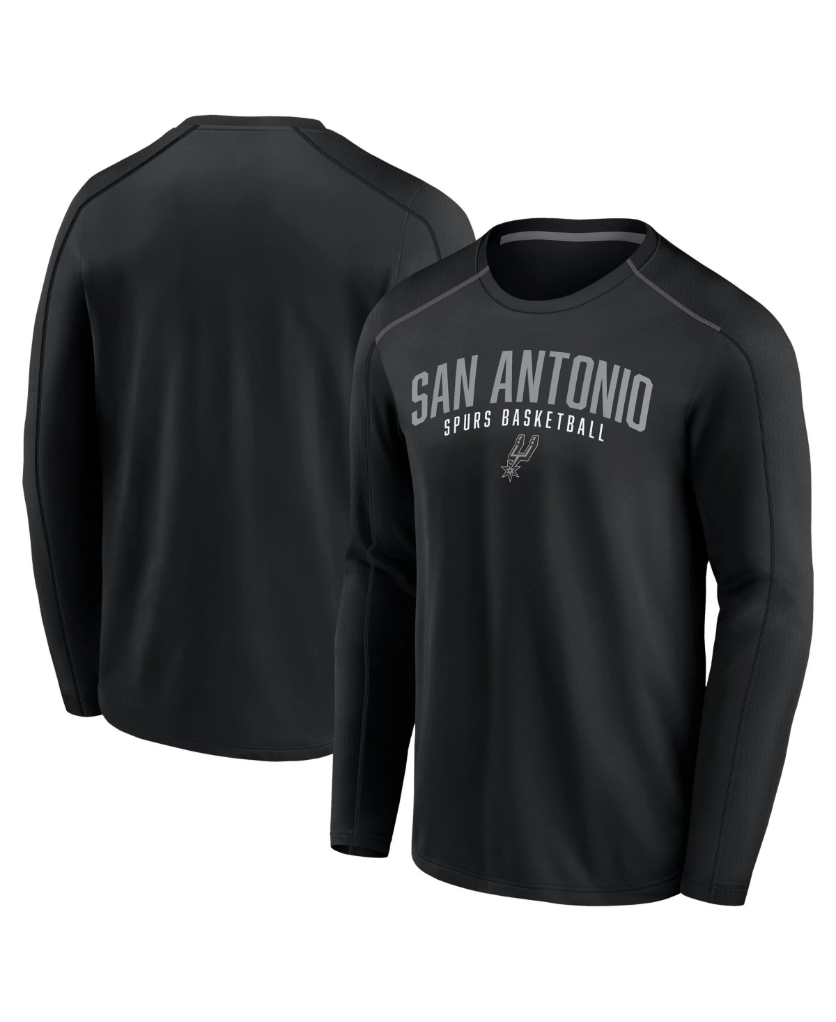 Men's Fanatics Black San Antonio Spurs Shooters Roll Fundamentals Raglan Long Sleeve T-Shirt