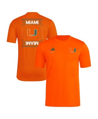 Men's Orange Miami Hurricanes Locker Football Icon AEROREADY Pre-Game T-Shirt