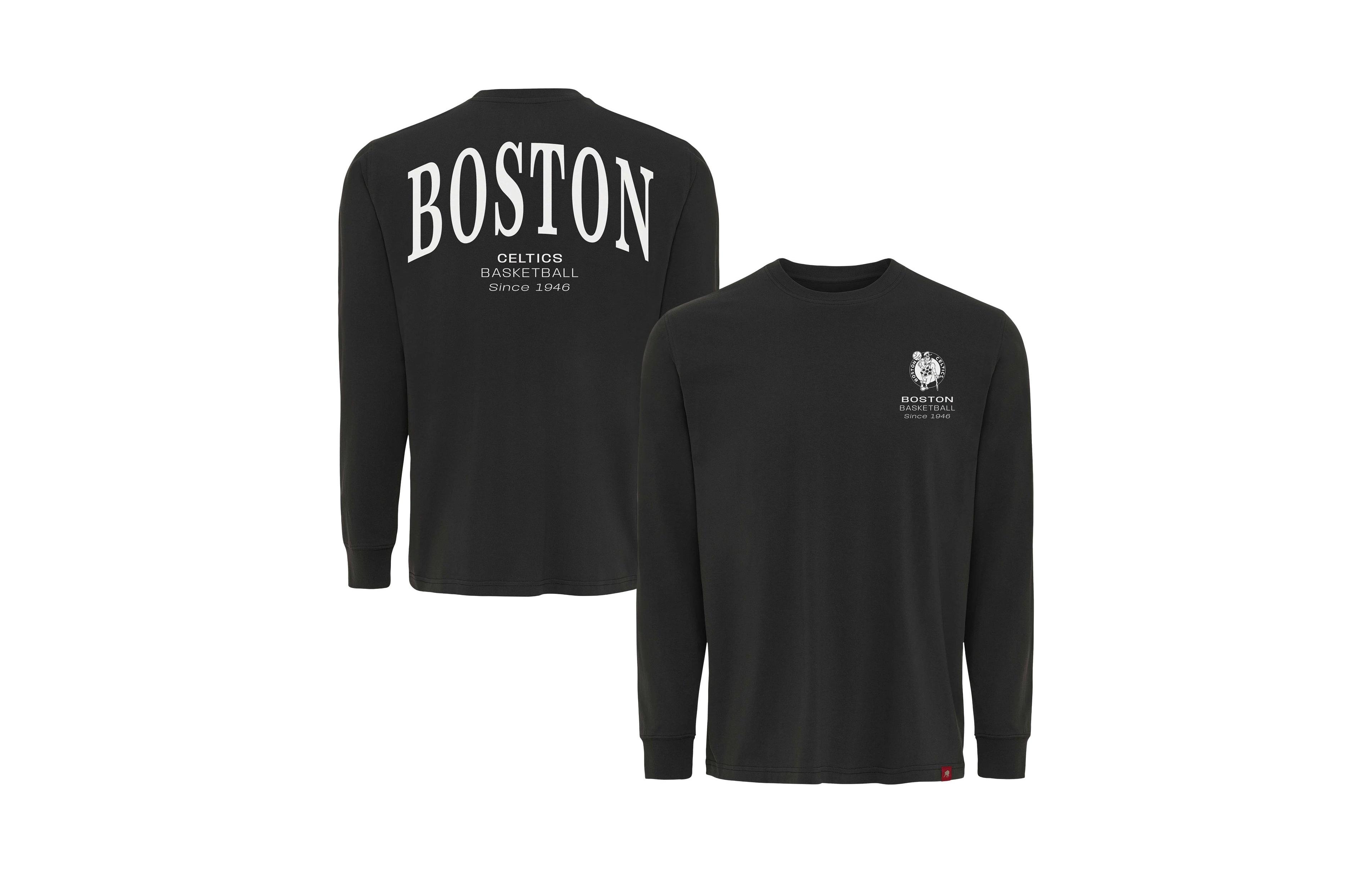 Sportiqe Men's and Women's Boston Celtics Sherwood Long-Sleeve Crewneck T-Shirt