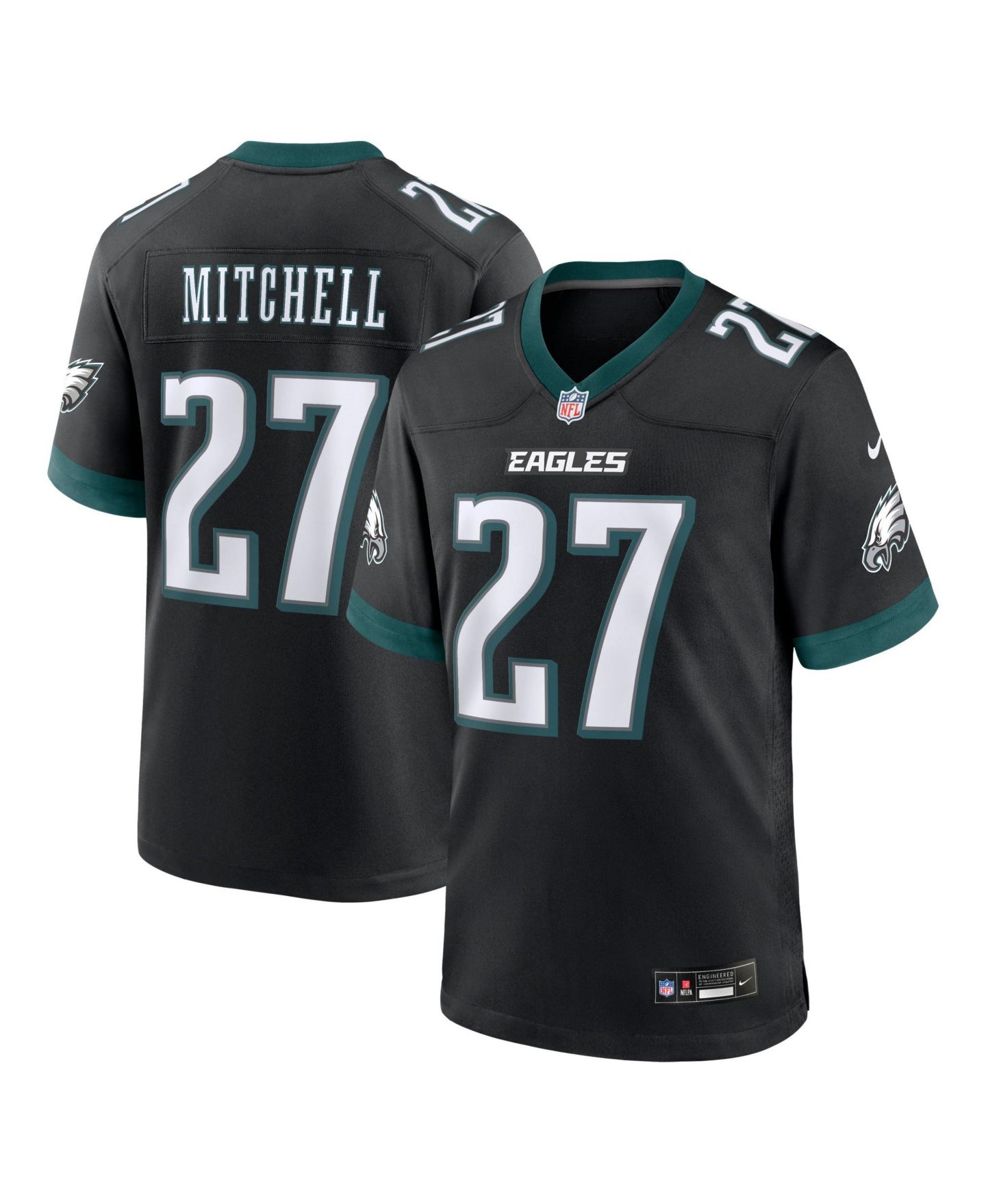 Мужской топ Nike Quinyon Mitchell Black Philadelphia Eagles Alternate Game Jersey — фото 1