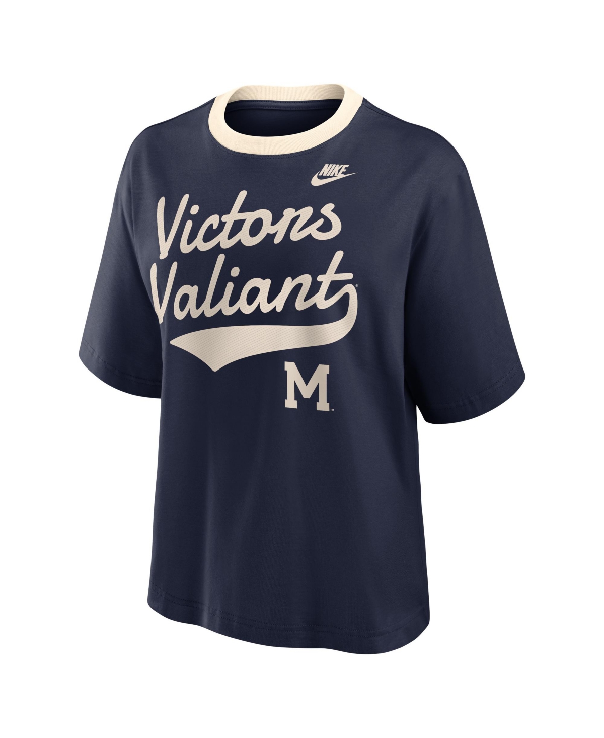 Nike Women's Michigan Wolverines Legacy Fight Song Boxy Crewneck Short-Sleeve T-Shirt