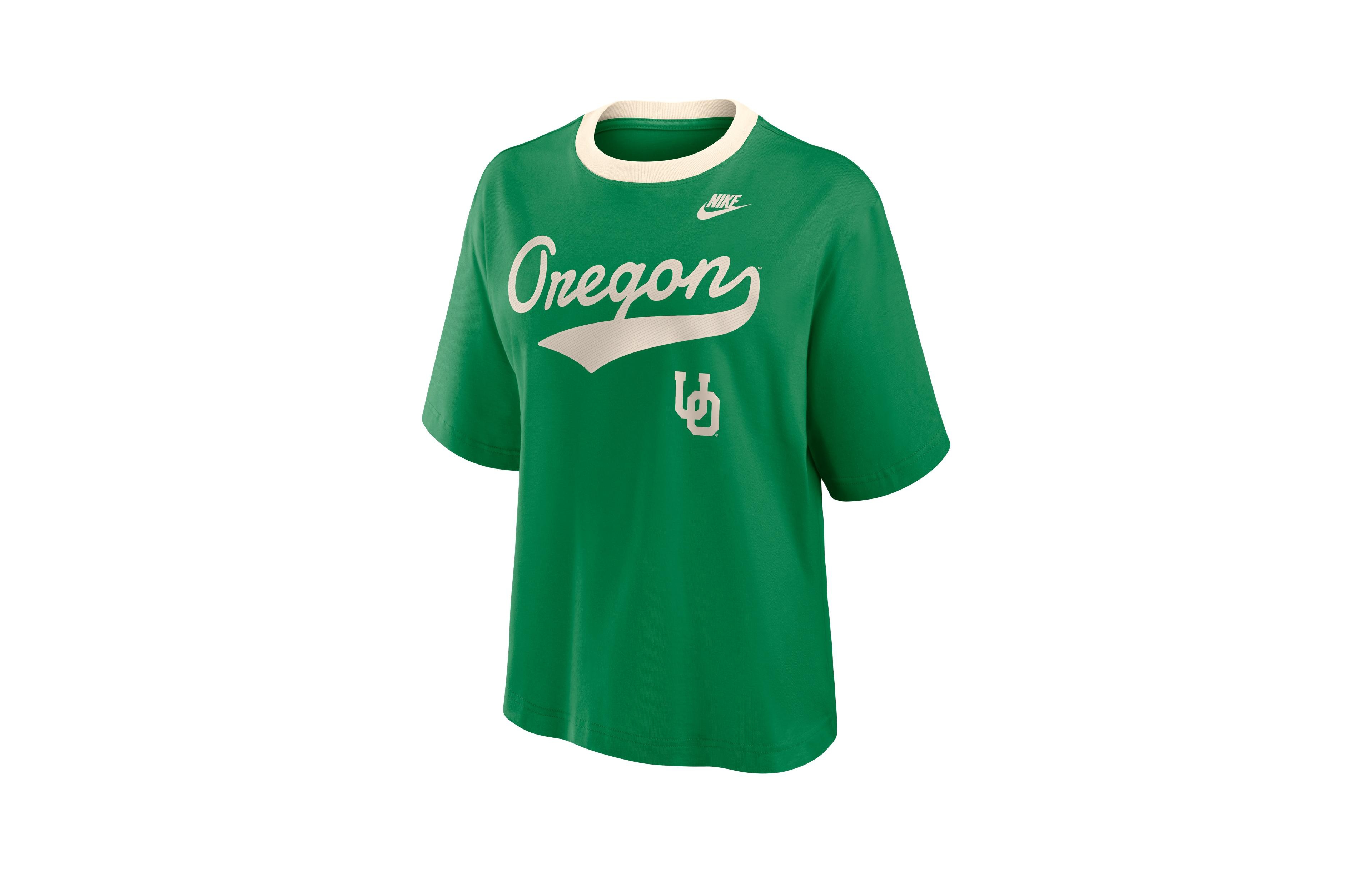 Nike Women's Oregon Ducks Legacy Fight Song Boxy Heavyweight Crew Neck Graphic T-Shirt