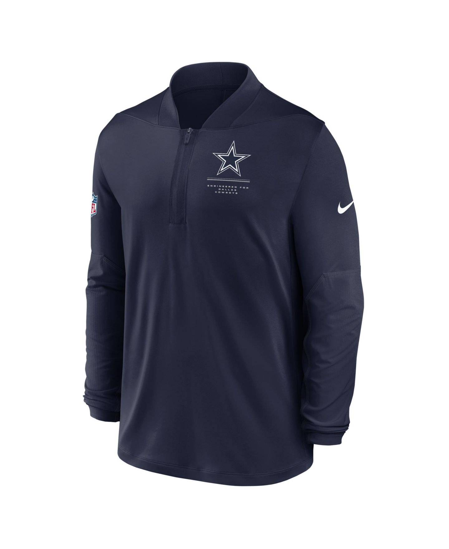 Мужской свитер Nike Navy Dallas Cowboys Sideline Logo Glory Midweight Dri-FIT Half-Zip Pullover — фото 2