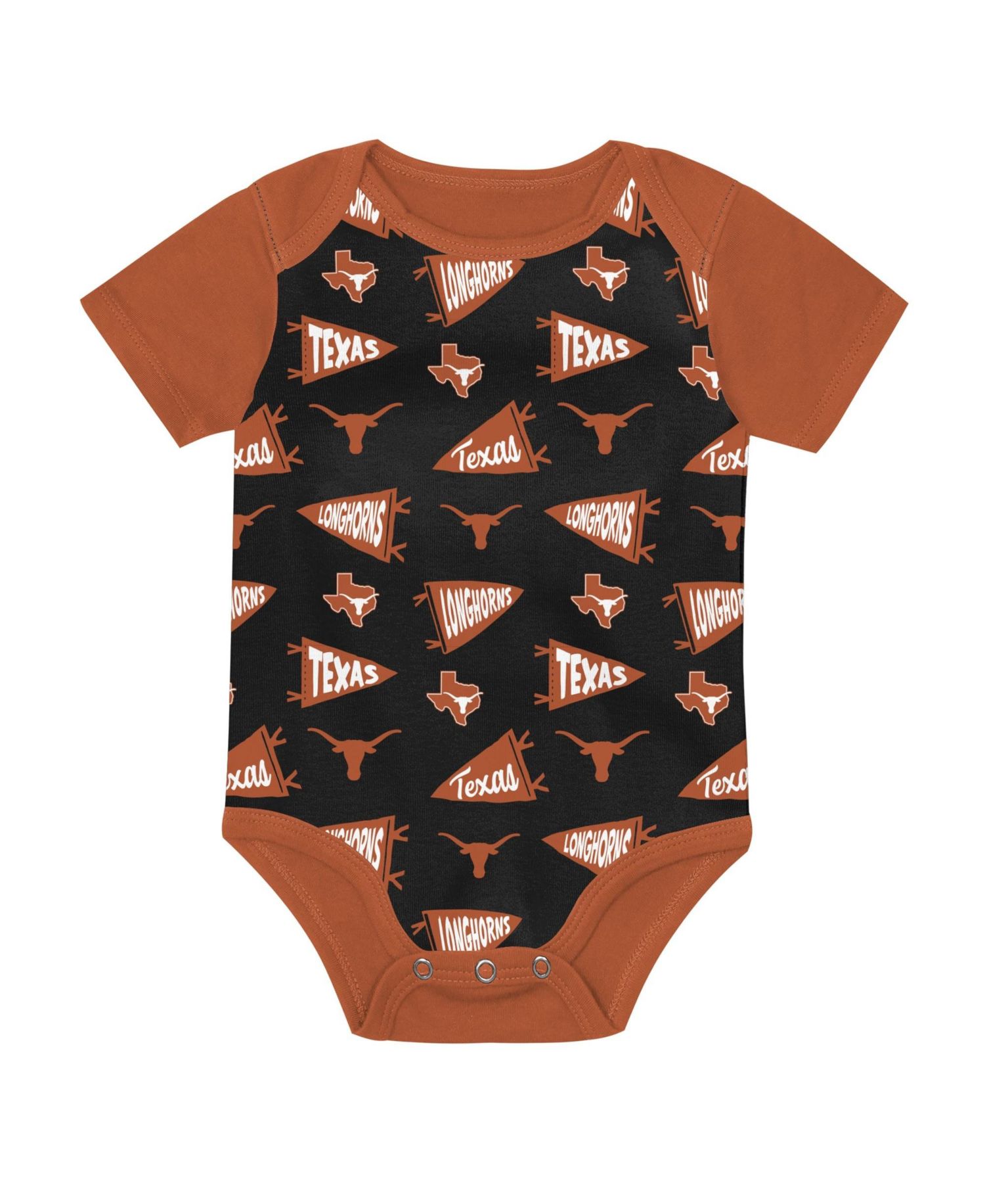 Baby Boys and Girls Brown Texas Longhorns Star Player Three-Piece Bodysuit Set