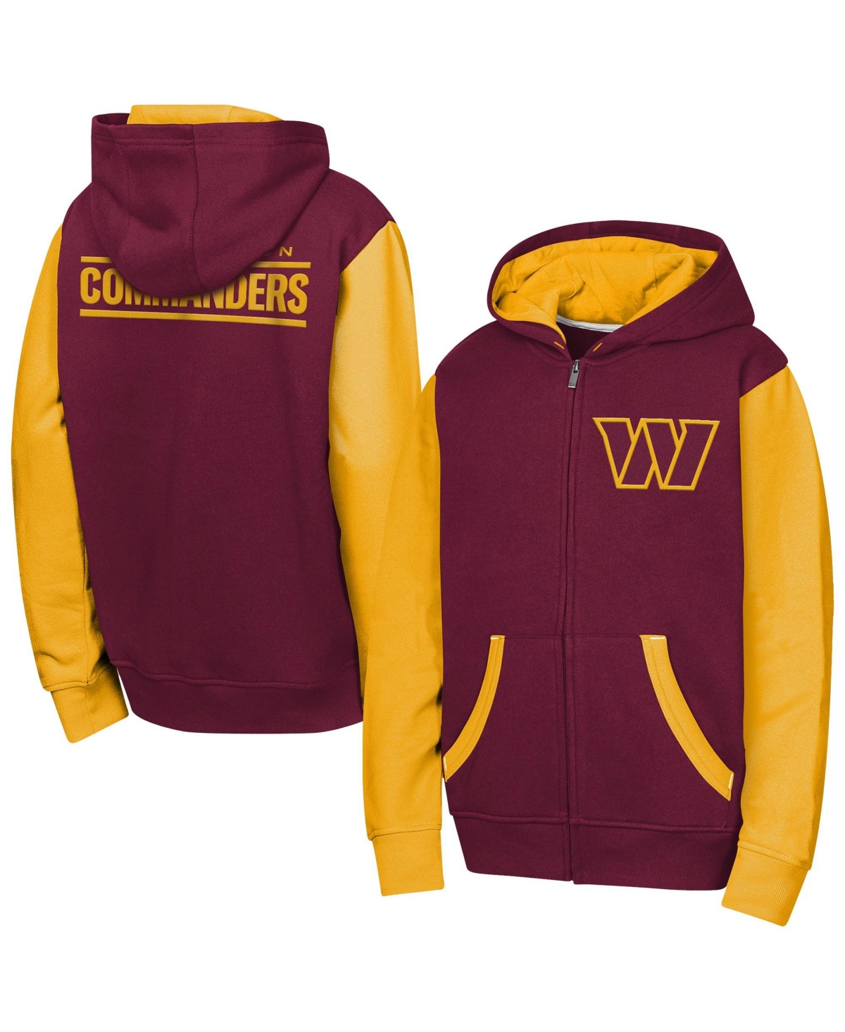 Outerstuff Kids' Boys' And Girls' Washington Commanders Color-block Fleece-lined Full-zip Hoodie In Burgundy