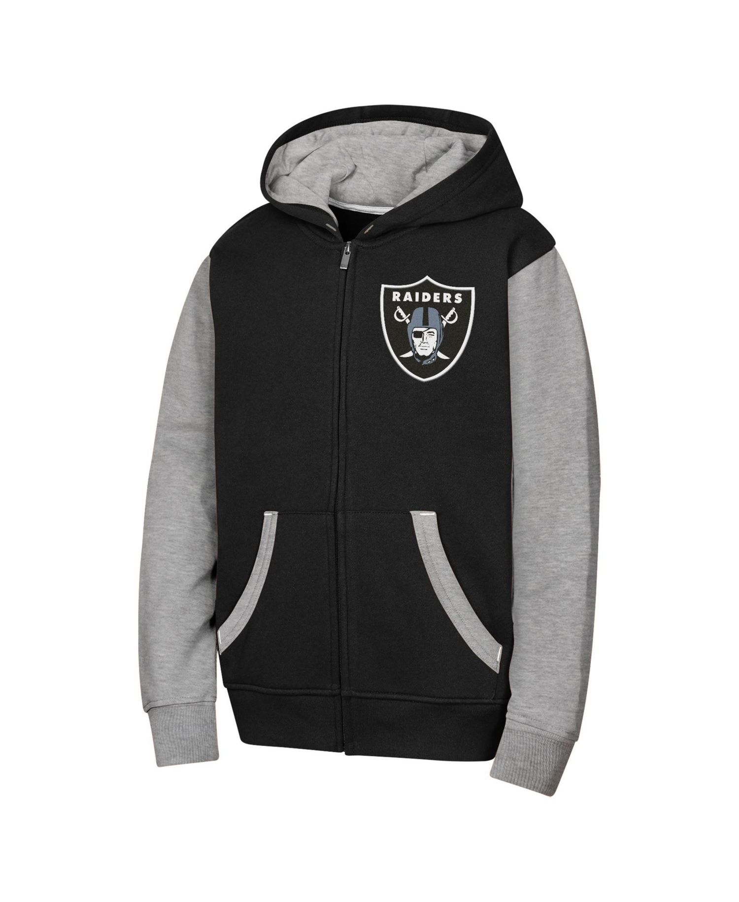 Big Boys and Girls Black Las Vegas Raiders Stadium Color block Full-Zip Hoodie