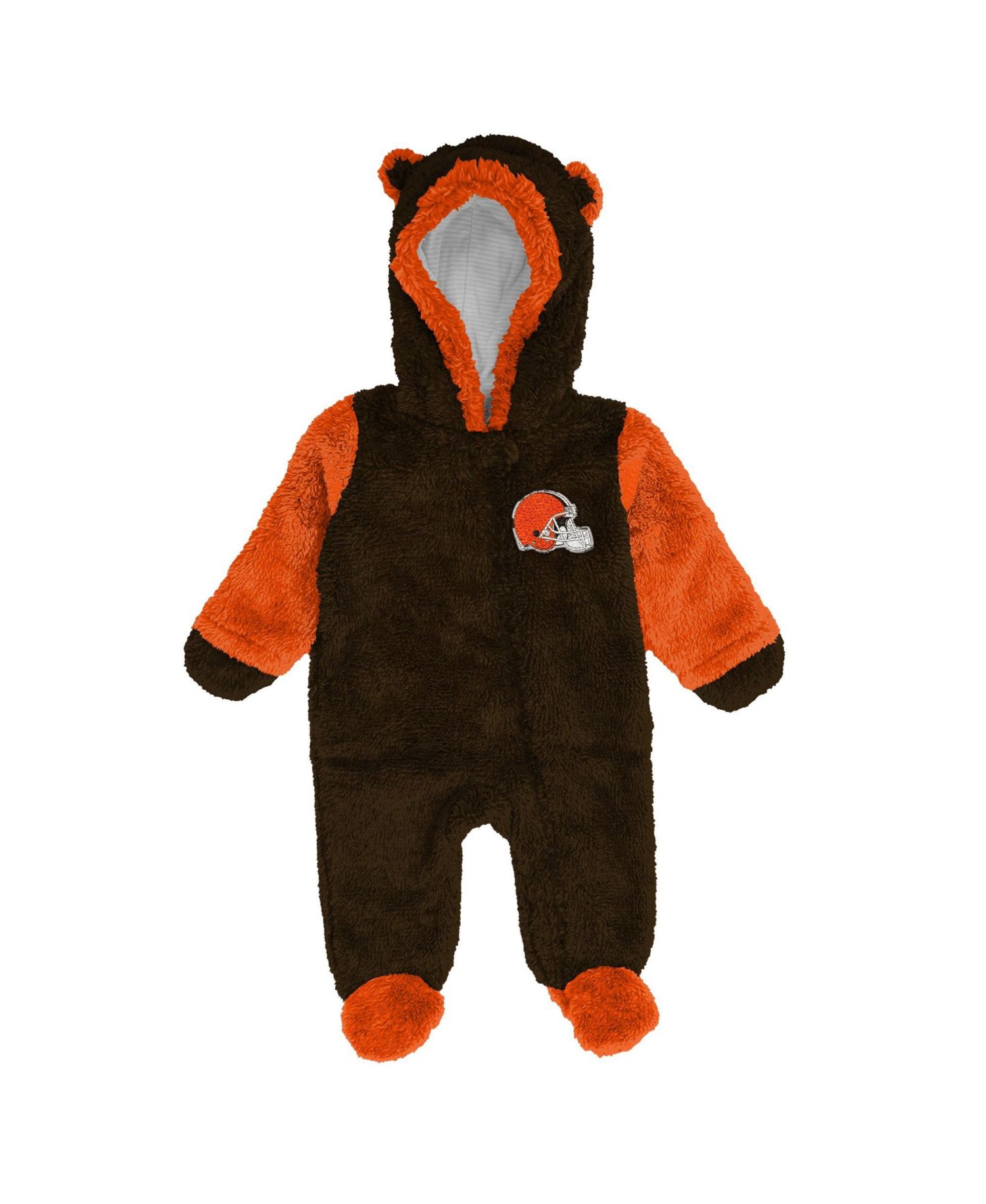 Baby Boys and Girls Brown Cleveland Browns Teddy Fleece Bunting Full-Zip Sleeper