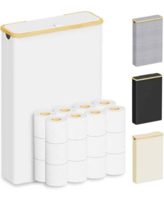 Toilet Paper Storage Organizer with Lid, Holds 24 Regular Rolls or 18 Mega Rolls, Slim Bathroom Organizer