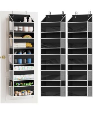 Over the Door Organizer, 5-Layer Hanging Storage with Clear Window and 10 Mesh Side Pockets 2 Pack
