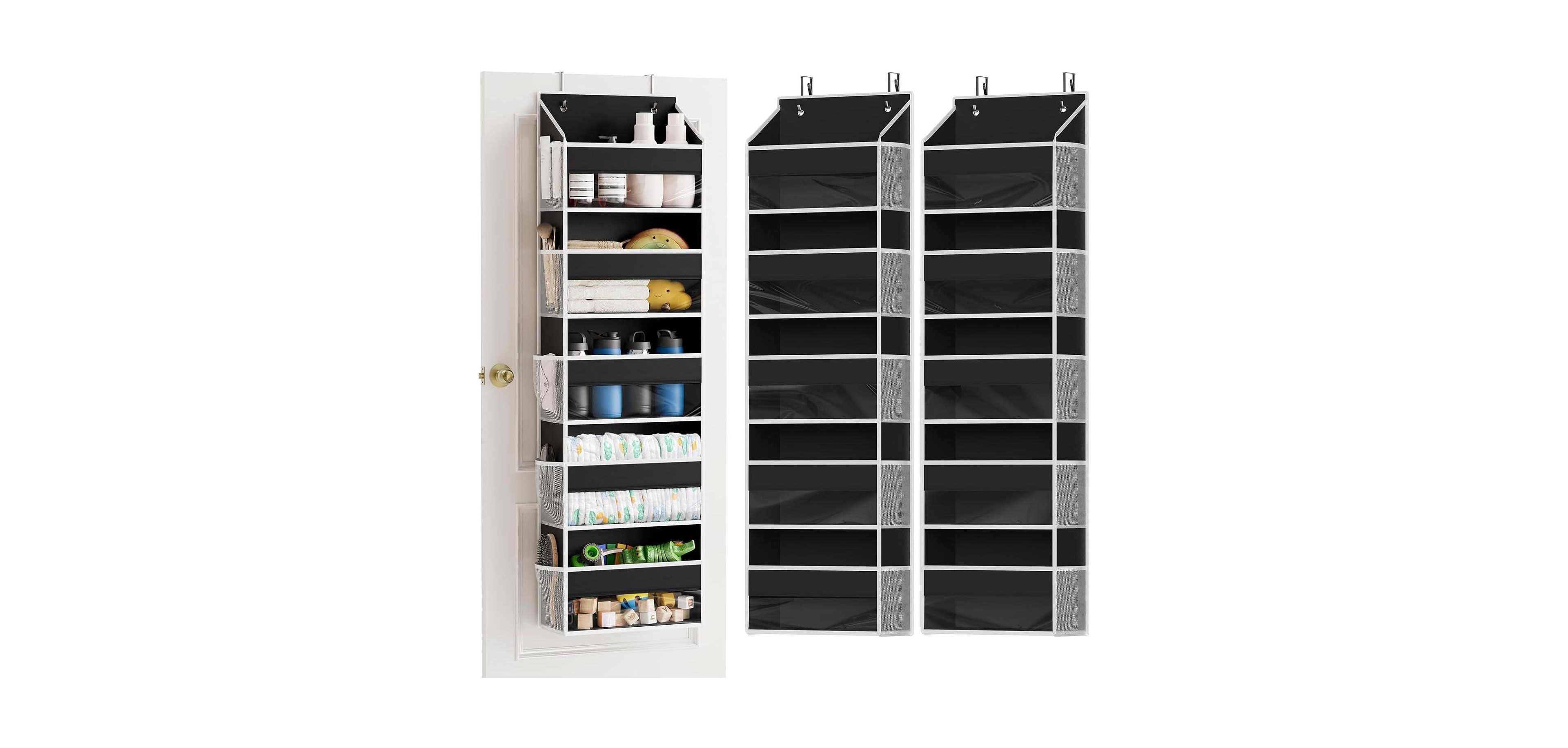 SpaceAid Over the Door Organizer, 5-Layer Hanging Storage with Clear Window and 10 Mesh Side Pockets 2 Pack