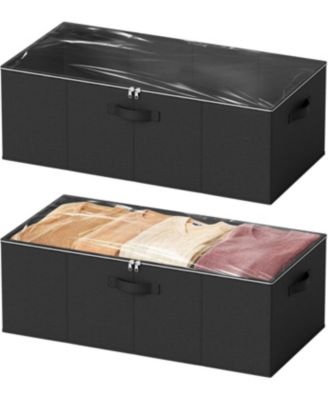 2-Pack 10" High Under Bed Storage Containers with Lids, Large Underbed Organizer Bins for Bedroom, Dorm, Closet Organization