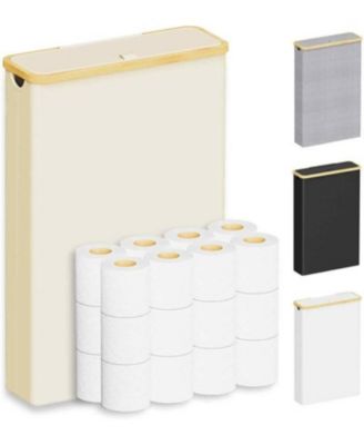 Toilet Paper Storage Organizer with Lid, Holds 24 Regular Rolls or 18 Mega Rolls, Slim Bathroom Organizer