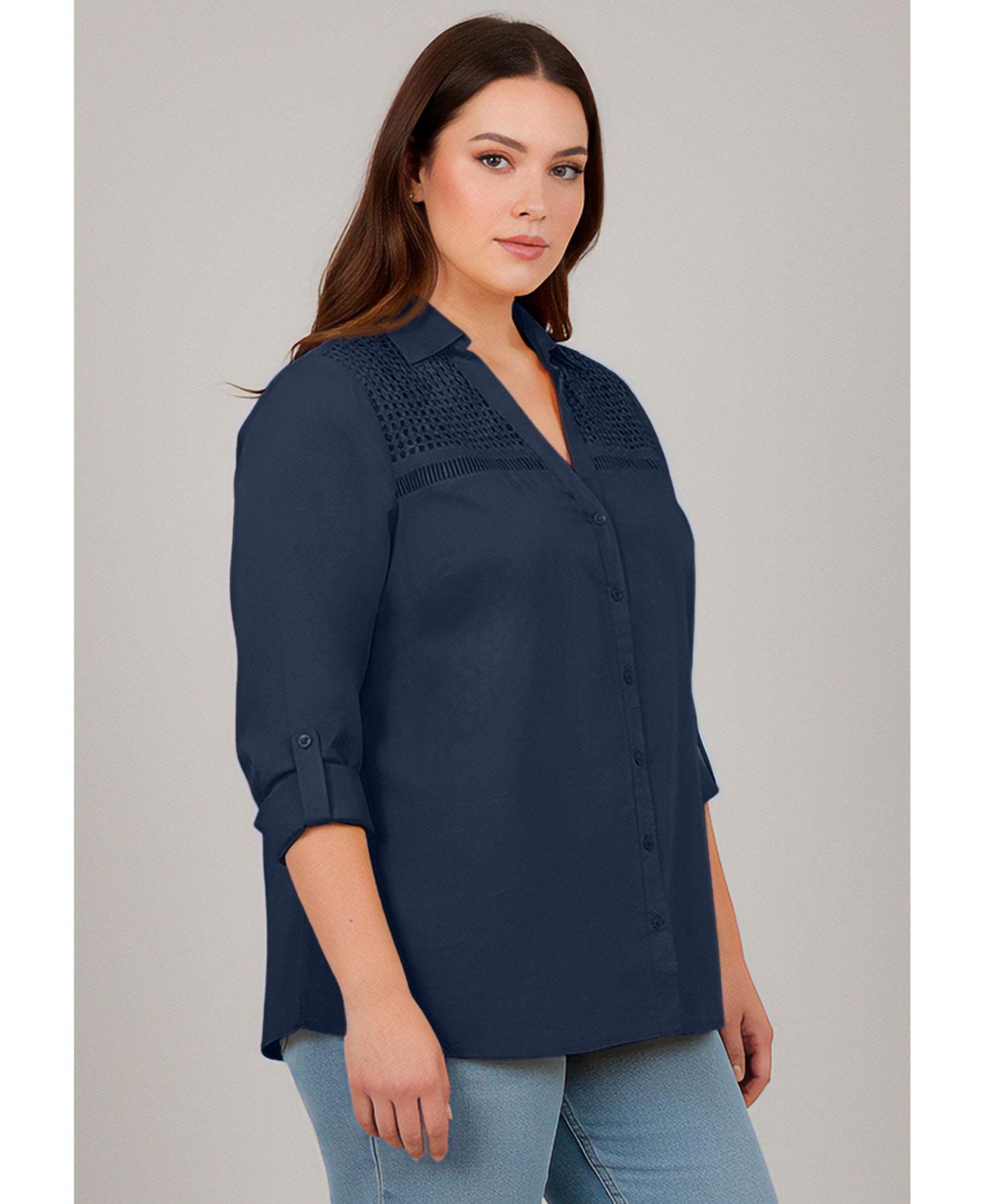 Women's Long Sleeve Lace Detail Shirt
