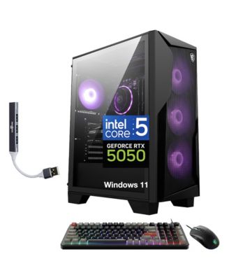 Codex R2 Desktop PC (i5-14400F, 16GB, 1TB SSD, GeForce RTX 5050, RGB KB, WiFi 6E, Win 11 Home) with USB Hub