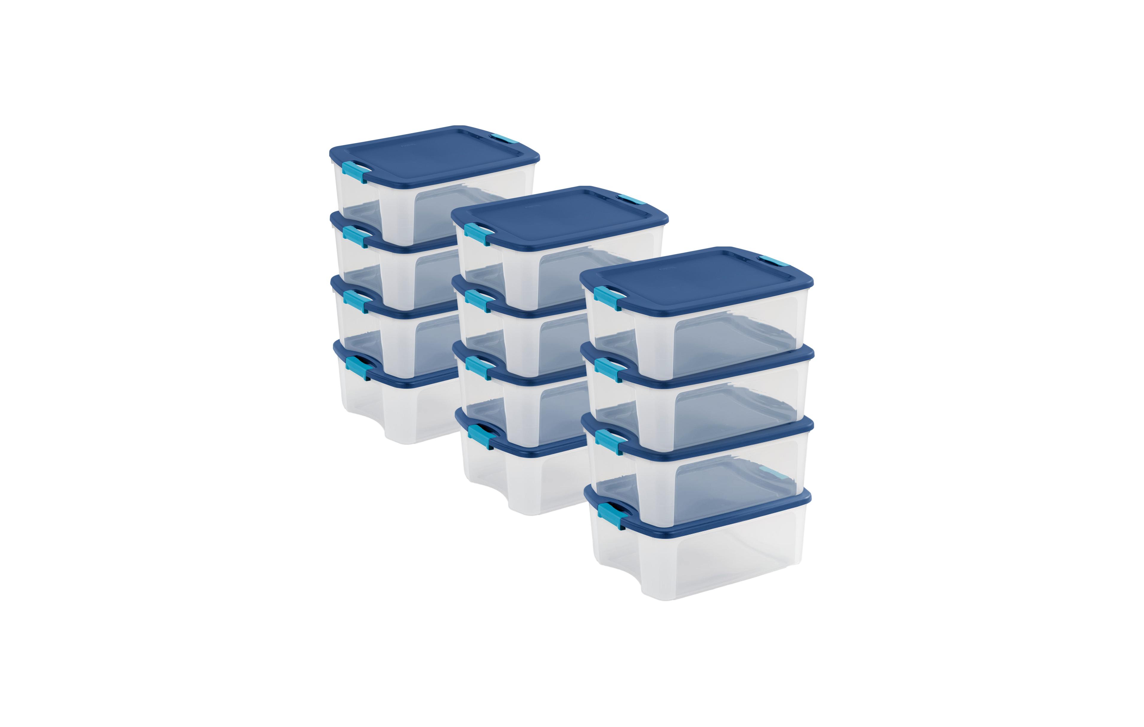 Sterilite 12 Gallon Latch and Carry Storage Box Lidded Containers, Clear, 12 Pack