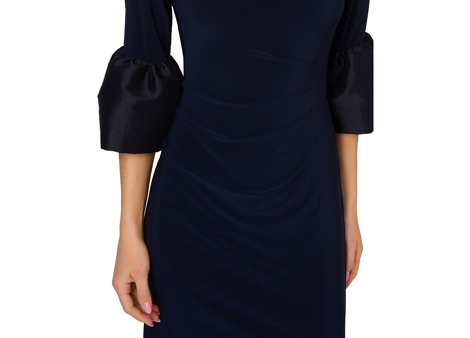 Women's Bell-Cuff Draped Jersey Dress