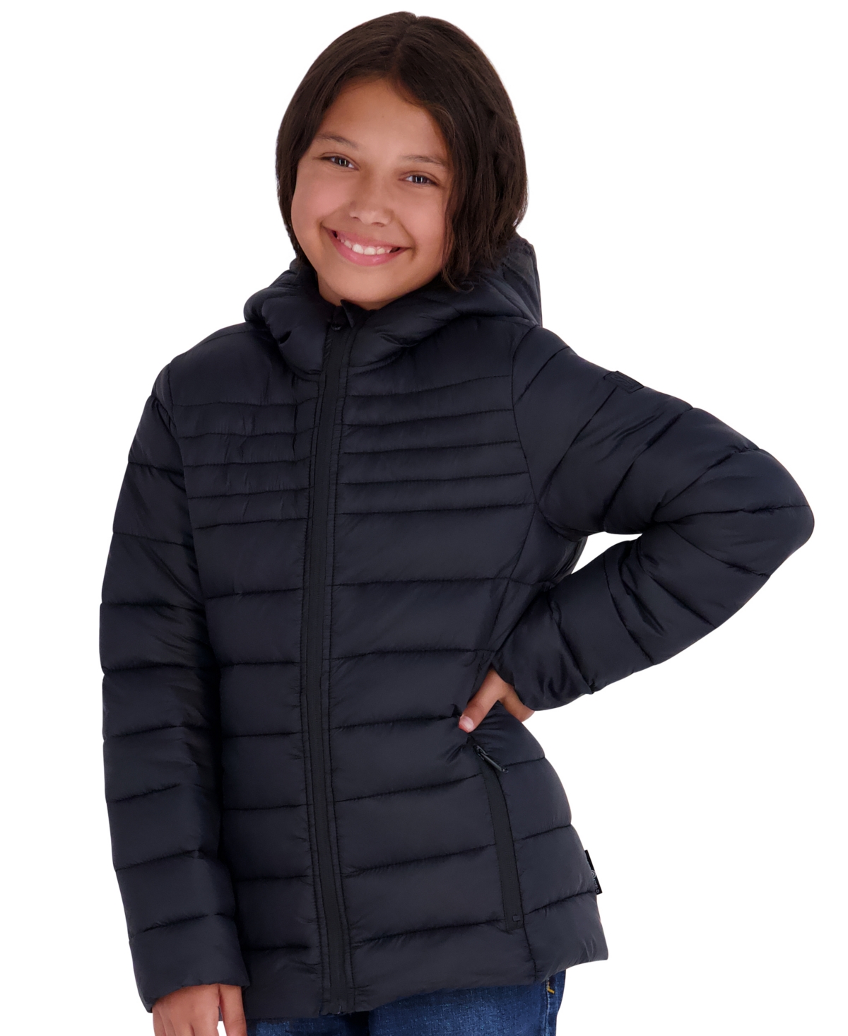 Steve Madden Kids' Girls' 5-16 Lightweight Hooded Packable Jacket In Blue