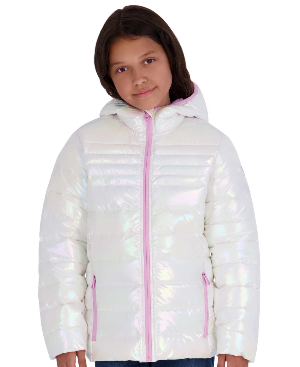 Steve Madden Kids' Girls' 5-16 Lightweight Hooded Packable Jacket In White