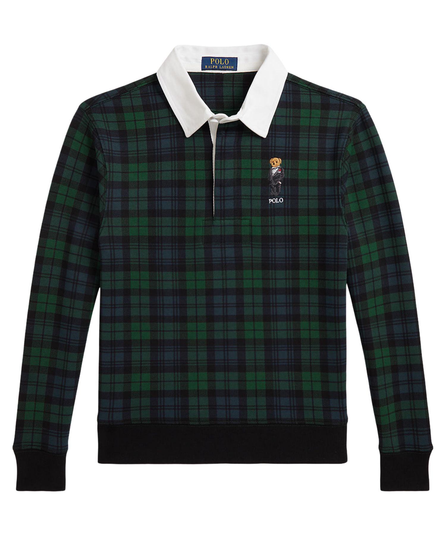 Boys' 8-20 Polo Bear Plaid Rugby Cotton-Blend Sweatshirt